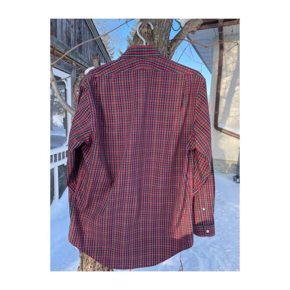 Lands End Plaid Shirt No Iron Tailored Fit Button Down Sz 16/34 Cotton - Picture 2 of 4